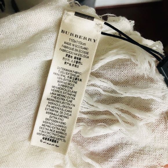 Burberry Large Ivory Check Fine Merino Wool Scarf Wrap - Picture 10 of 16